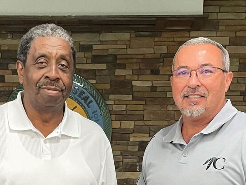 Council Member Anthony Dillard with July Veteran of the Month, Willard Harrison