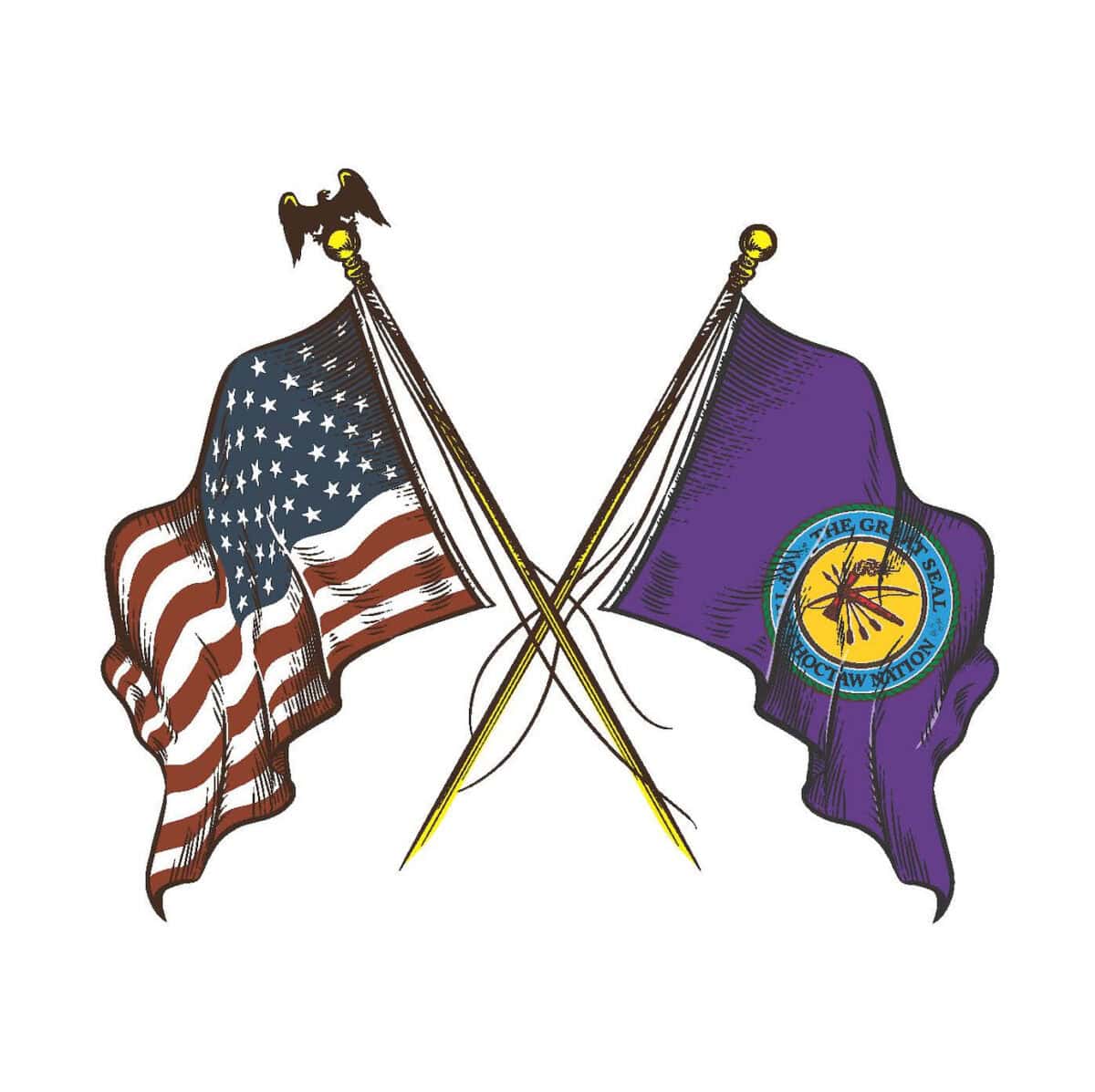 Choctaw Veterans Advocacy logo with the American and Choctaw flag.