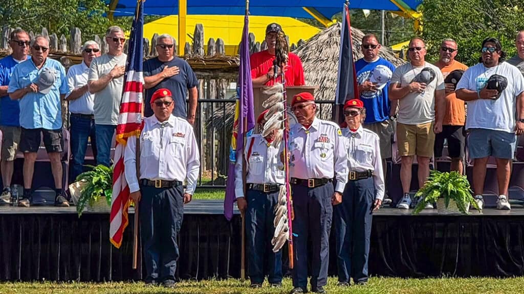 The honor Guard performs the opening ceremonies.
