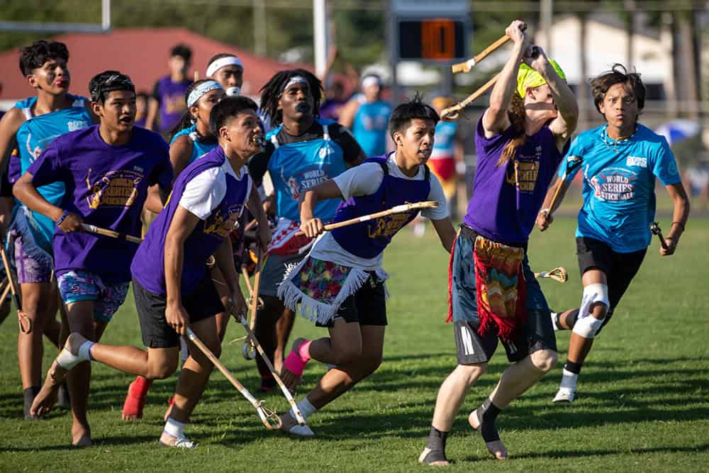 Stickball action shot from World Series of Stickball game.