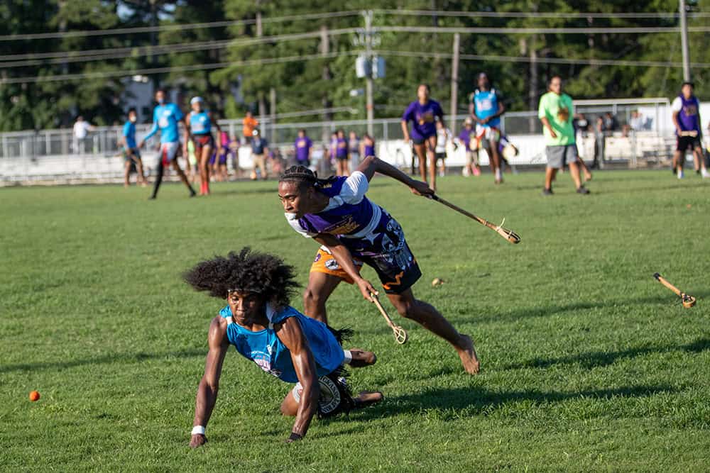 Stickball action shot from World Series of Stickball game.