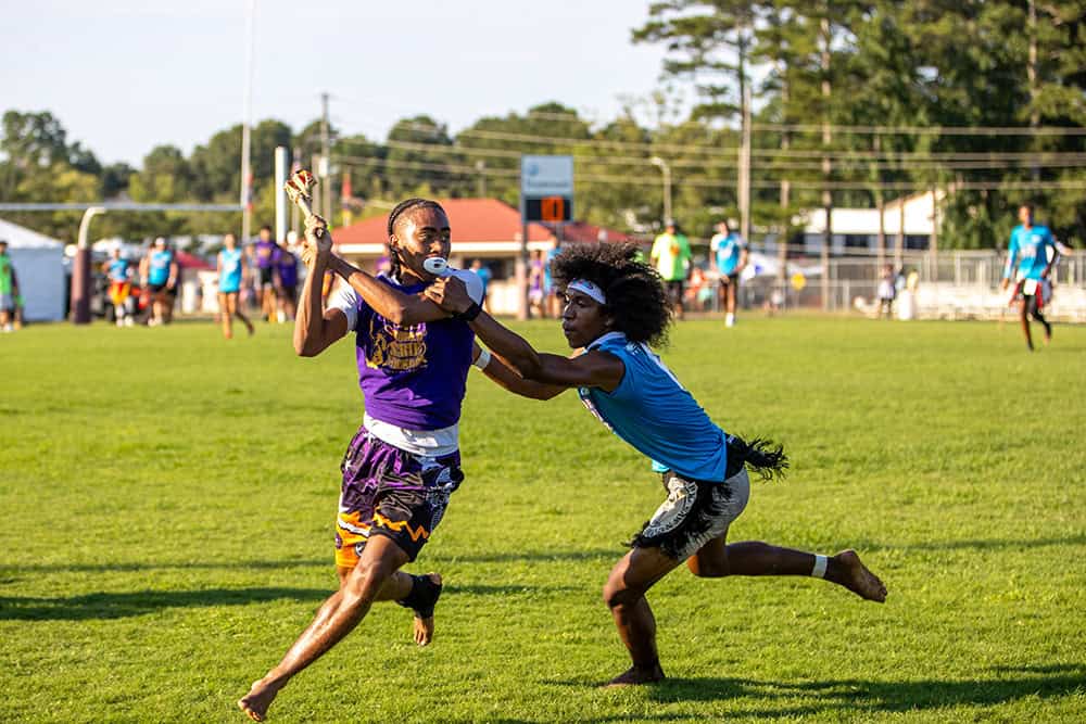 Stickball action shot from World Series of Stickball game.