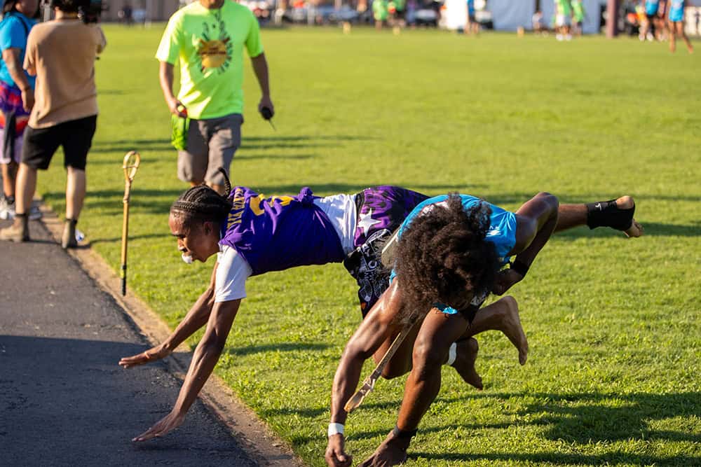 Stickball action shot from World Series of Stickball game.