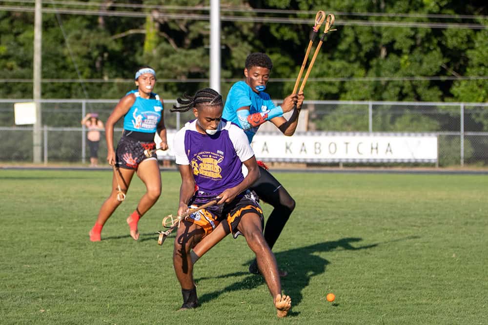 Stickball action shot from World Series of Stickball game.