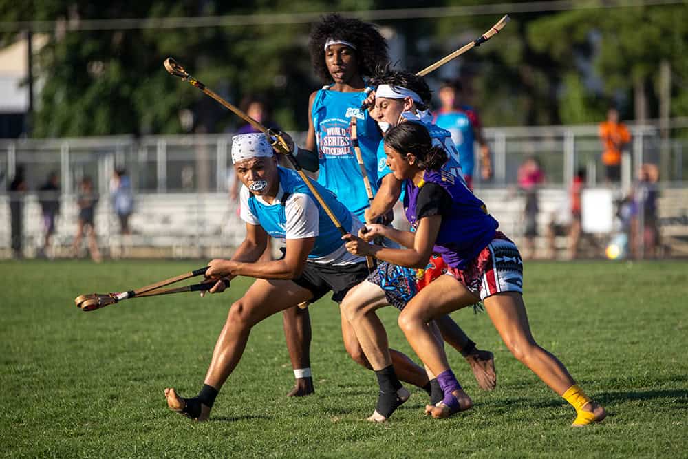 Stickball action shot from World Series of Stickball game.