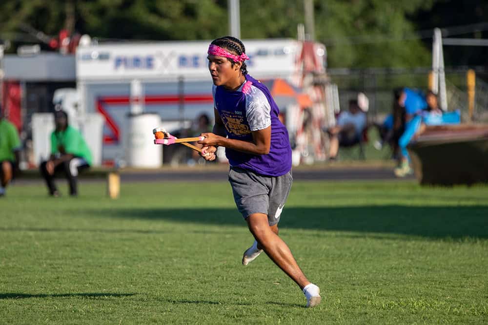 Stickball action shot from World Series of Stickball game.