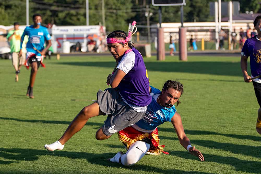 Stickball action shot from World Series of Stickball game.