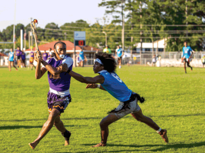 Stickball action shot from World Series of Stickball game.