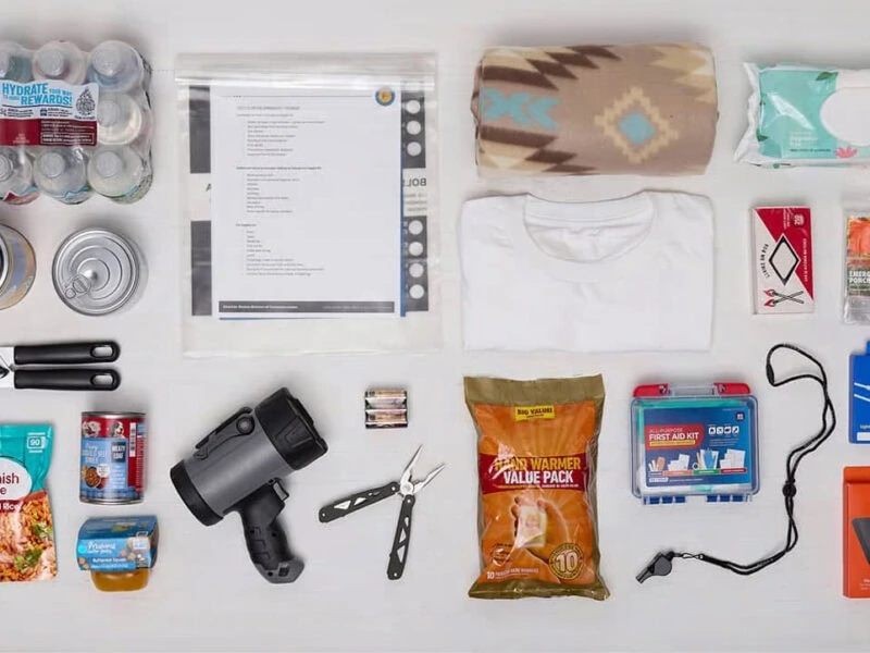 Several items laid out on a table related to being prepared.