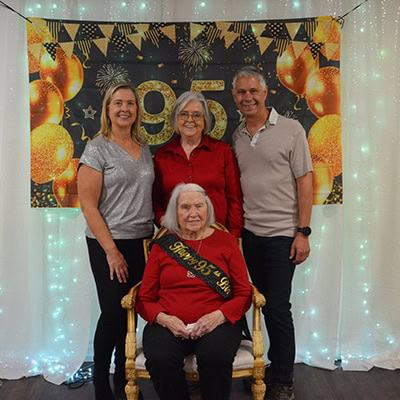 A family poses for a photo