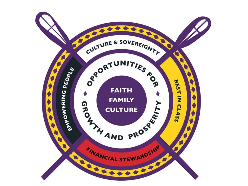 Strategic goals logo featuring a circle with stickball sticks.