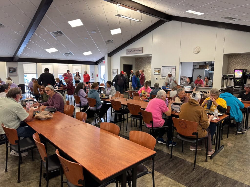 The crowd at the Talihina elder meal.