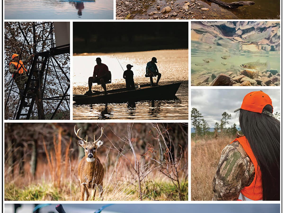 A collage of hunting and fishing images.