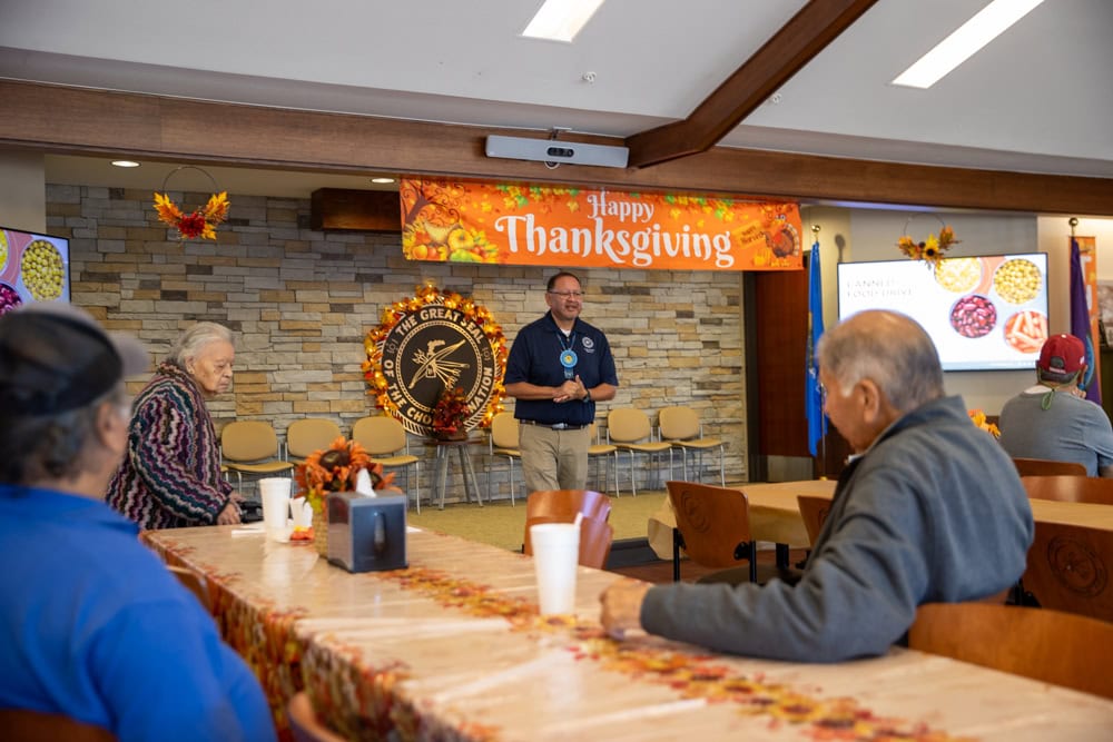 Tony Ward speaks to elders.