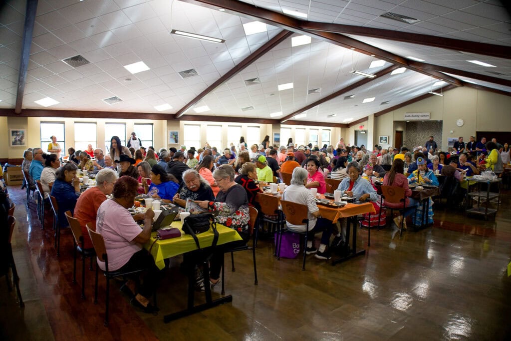 Elders fill the Hugo community center.
