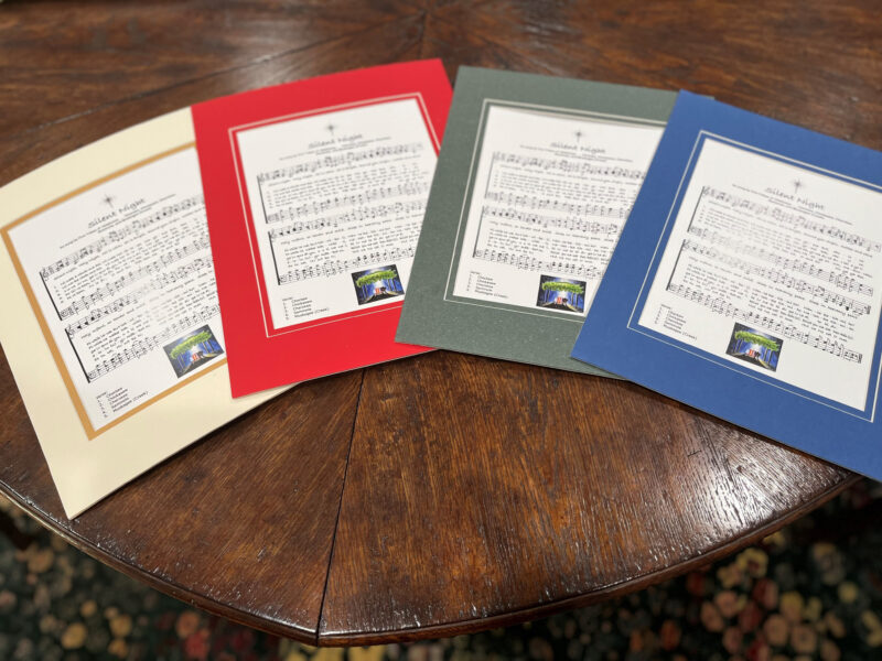 Four pieces of sheet music with the words in Choctaw.