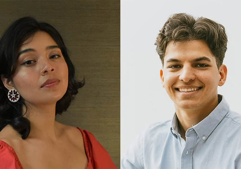 A young woman and man pose for a picture.