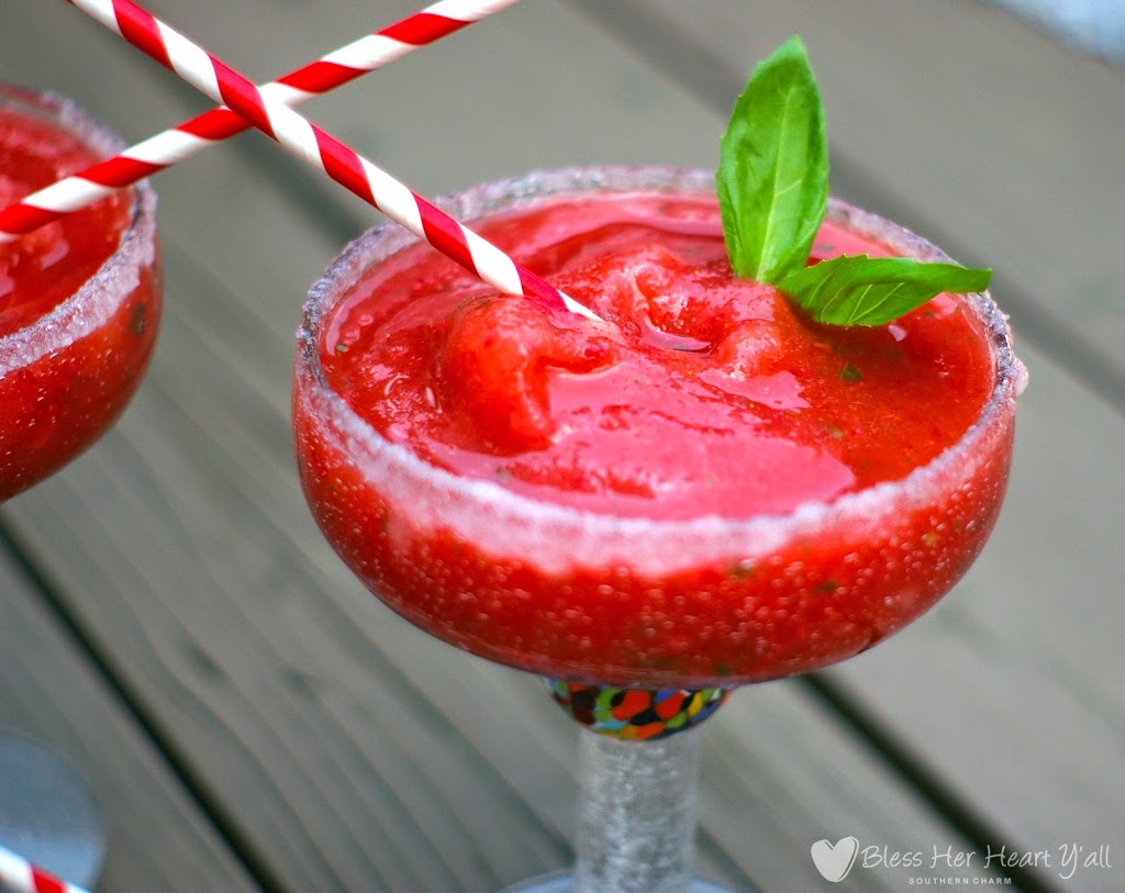 Fresh Strawberry Basil Margaritas