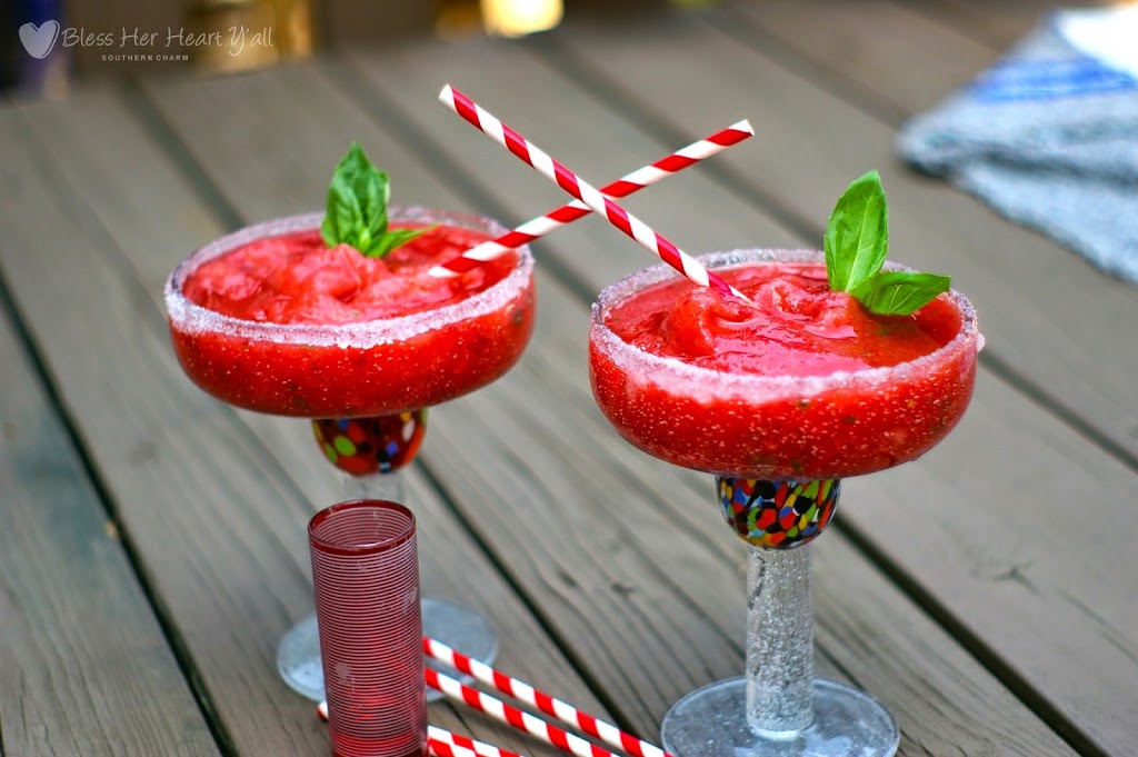 Fresh Strawberry Basil Margaritas