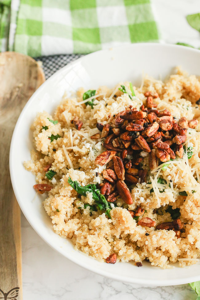 parmesan spinach toasted pecan quinoa