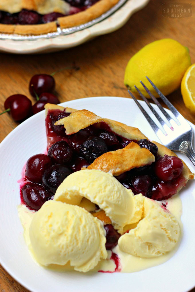 This all-american classic is perfect all summer long, from Memorial Day to the Forth of July to Labor Day, this easy, fresh, gluten-free moonshine cherry pie will be a hit at any summer party! Find the easy recipe at www.ahotsouthernmess.com