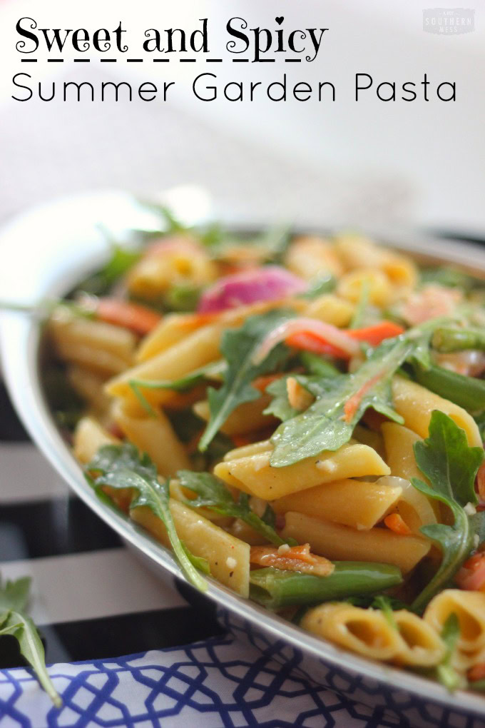 sweet and spicy summer garden vegetable pasta