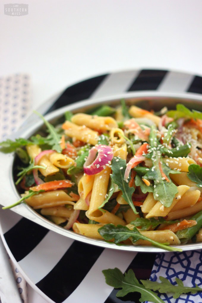 sweet and spicy summer garden vegetable pasta