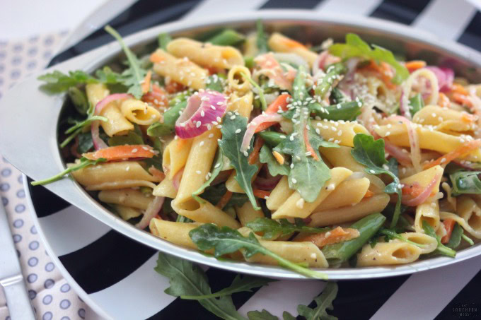 sweet and spicy summer garden vegetable pasta