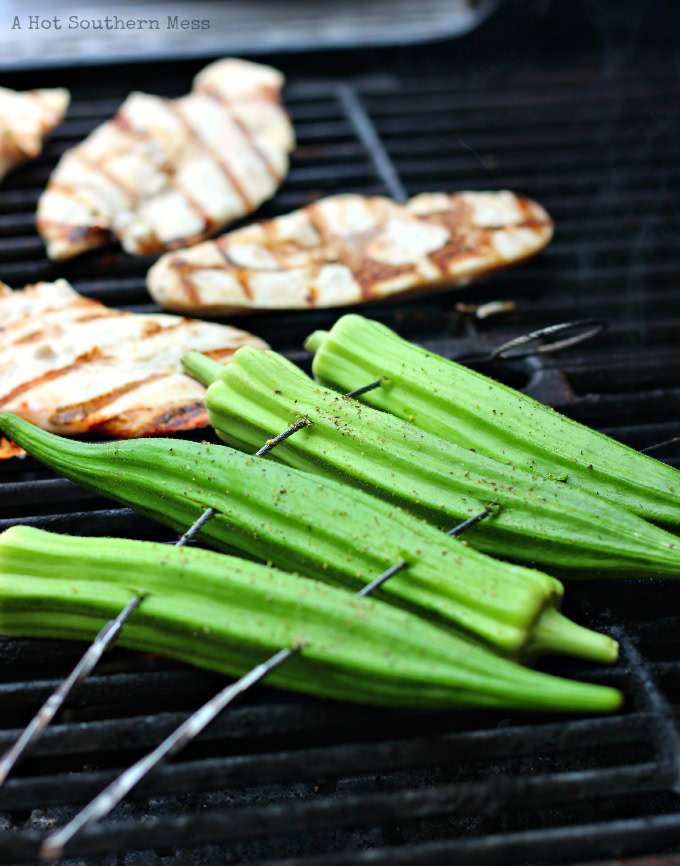 This easy and fast cayenne and lemon grilled okra recipe is a delicious side to any summer meal. This recipe is gluten-free and healthy too! www.ahotsouthernmess.com