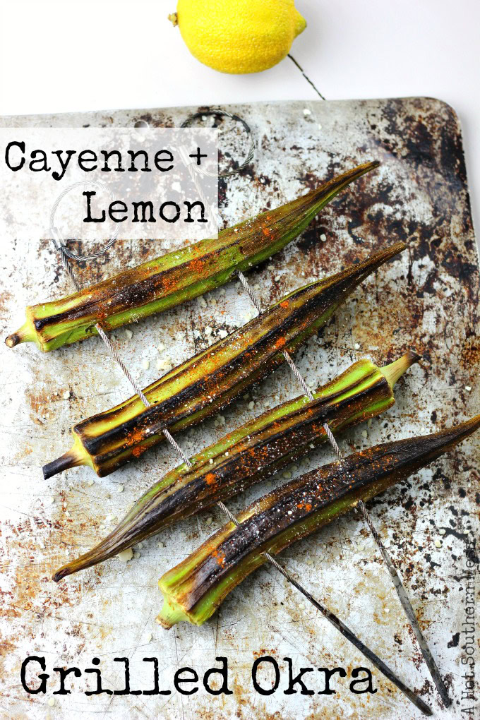 This easy and fast cayenne and lemon grilled okra recipe is a delicious side to any summer meal. This recipe is gluten-free and healthy too! www.ahotsouthernmess.com