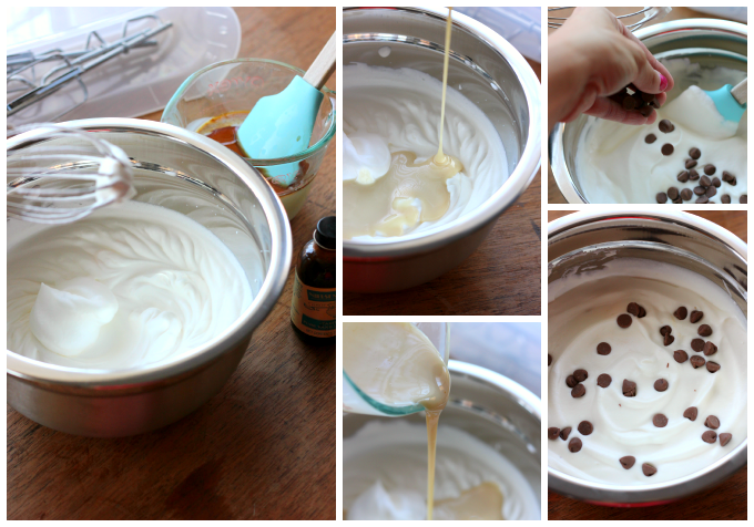 Chocolate Chip Ice Cream mixing steps