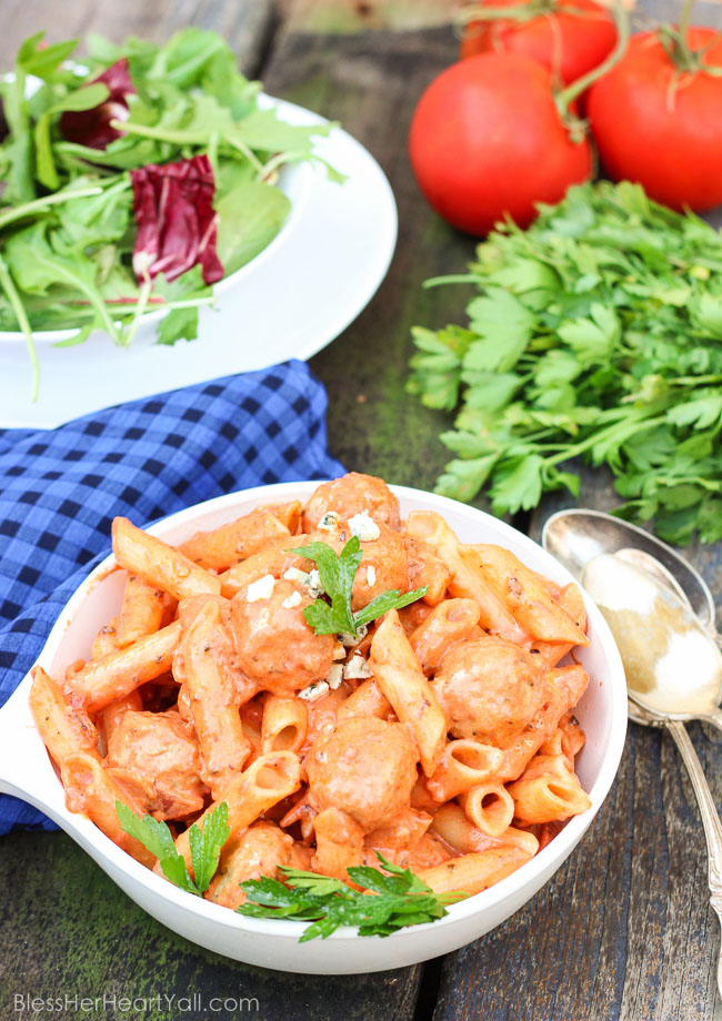 This spicy cream pepper pasta is very simple to put together for a slightly spicy, creamy, italian-inspired dish, perfect for busy weeknights. Top with your favorite protein and crumble cheeses and your pasta will be turned up a notch. Buckle up! www.blessherheartyall.com