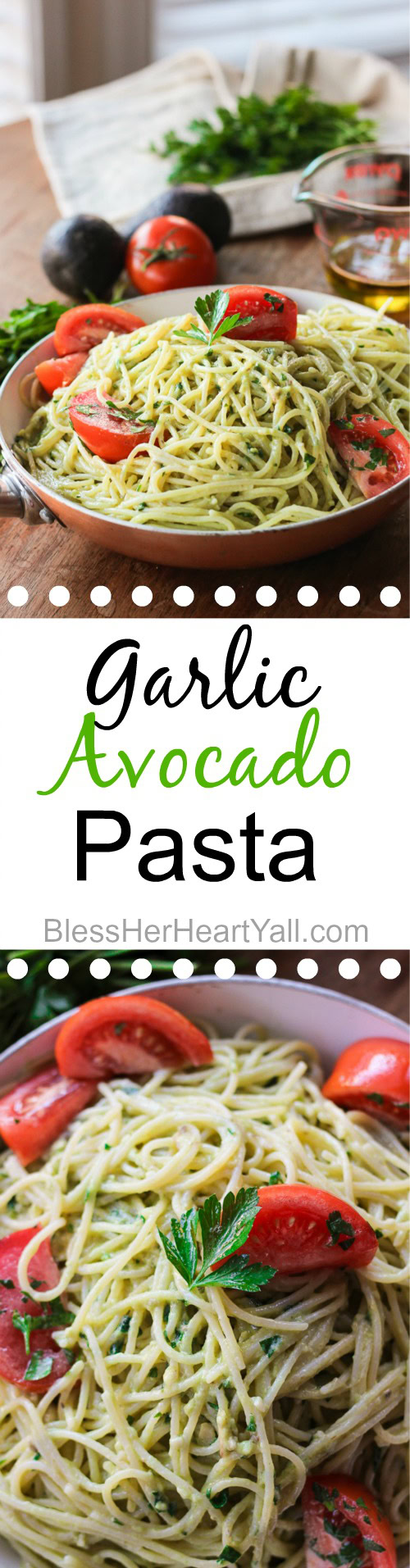 garlic avocado pasta easy 20 minute gluten-free meal for those busy weeknights! www.blessherheartyall.com