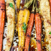 With 5 minutes of prep work and a couple of simple ingredients, these spicy honey garlic roasted carrots are an easy gluten-free fall side dish that is both full of flavor and healthy. With the combination of chili powder, garlic, and honey, with an easy balsamic glaze drizzle, you have both a sweet and spicy, tender yet crunchy vegetable for your table spread. www.ahotsouthernmess.com