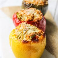 These gluten-free Thanksgiving leftovers stuffed bell peppers are the perfect excuse to eating up all those holiday leftovers. Pop these peppers in the oven after you have stuffed them silly with turkey, leftover dressing, some brown rice, and spices. Don't forget to top with shredded parmesan and sprinkle with rosemary! www.blessherheartyall.com