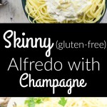 This Skinny Champagne Alfredo recipe is amazing and quick to make! Instead of those heavy unhealthy creams, healthy greek yogurt is used! And if we needed a reason to use up extra New Year's Eve champagne, here it is! It is used in lieu of chicken broth or white wine in the typical alfredo sauce! Cream, healthy, fun deliciousness! www.blessherheartyall.com