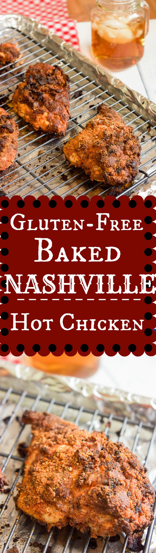 This gluten-free baked Nashville hot chicken recipe combines sweet and spicy flavors that's crispy crunchy on the outside and oh so juicy on the inside.  Now you can have this southern treat at home and a much healthier gluten free baked version at that!