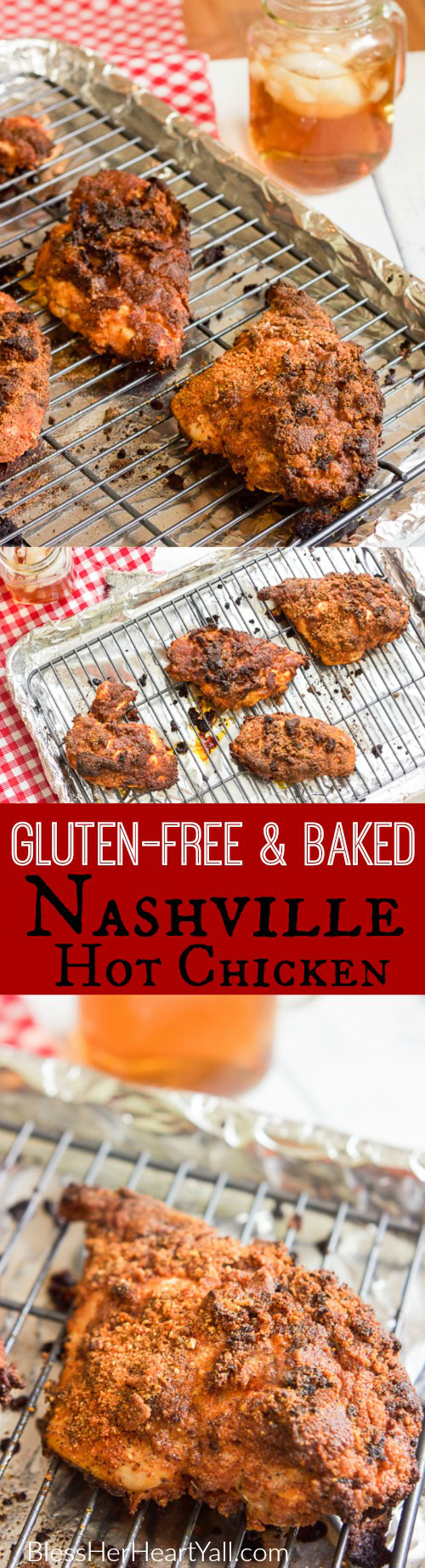 This gluten-free baked Nashville hot chicken recipe combines sweet and spicy flavors that's crispy crunchy on the outside and oh so juicy on the inside. Now you can have this southern treat at home and a much healthier gluten free baked version at that!