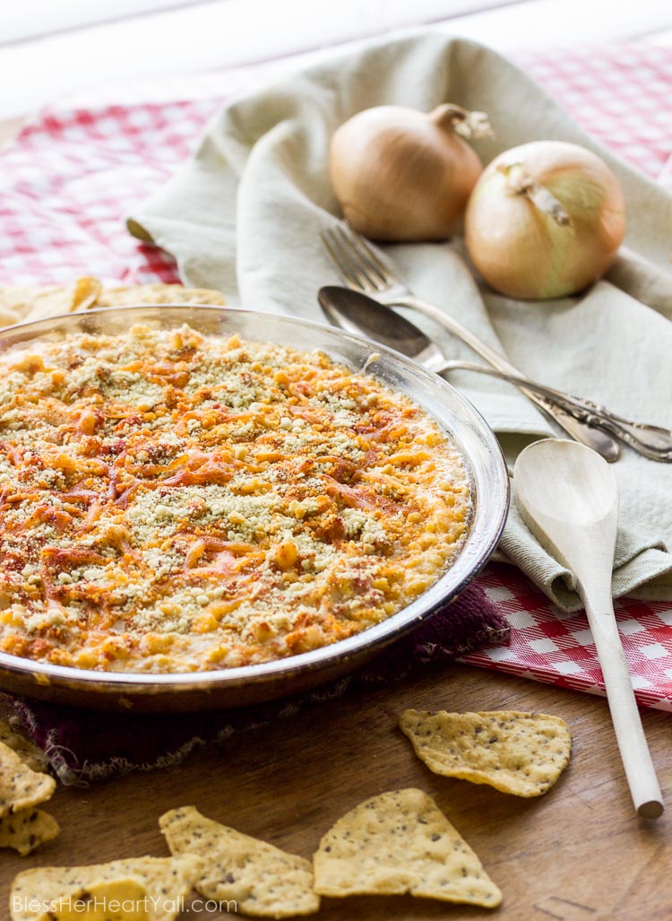 Yum! This southern seaside crab dip combines gluten-free heart-healthy crab with melty cheese, diced tomatoes and peppers, and sweet corn kernels for a delicious and easy dip that everyone loves!