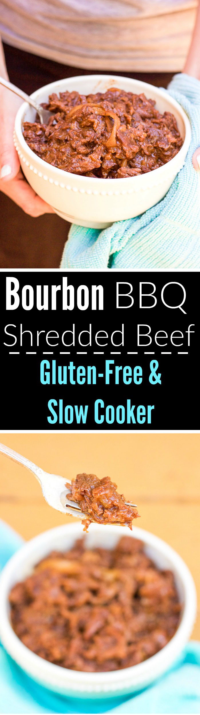 This gluten-free bourbon bbq shredded beef recipe is a magical combination of juicy beef in a garlic and onion barbecue sauce, placed in your slow cooker along with a dash of bourbon, and ready for your enjoyment after a busy day!