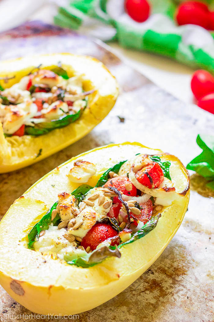 Basil Goat Cheese Spaghetti Squash recipe