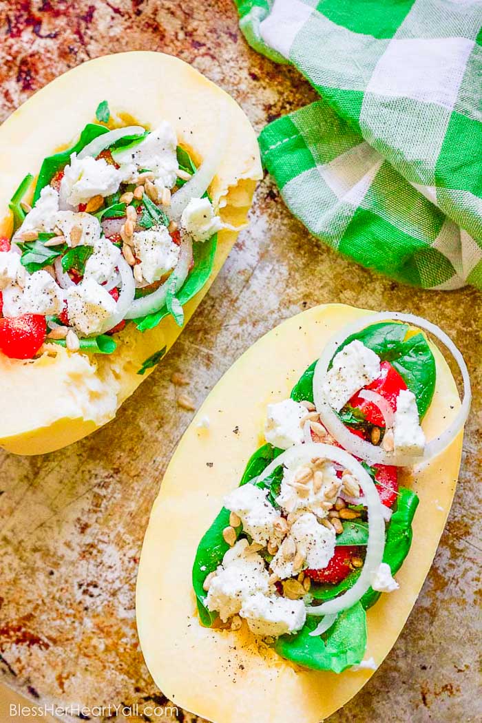 Basil Goat Cheese Spaghetti Squash recipe