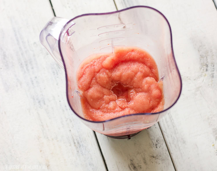 This frozen watermelon jalapeno bellini recipe is what any summer weekend calls for! Frozen watermelon is mixed with fresh jalapeno, lime juice, and a sprinkle of coconut sugar for a cool refreshing cocktail that's the perfect amount of sweet with a spicy finish!