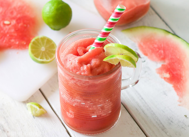 This frozen watermelon jalapeno bellini recipe is what any summer weekend calls for! Frozen watermelon is mixed with fresh jalapeno, lime juice, and a sprinkle of coconut sugar for a cool refreshing cocktail that's the perfect amount of sweet with a spicy finish!