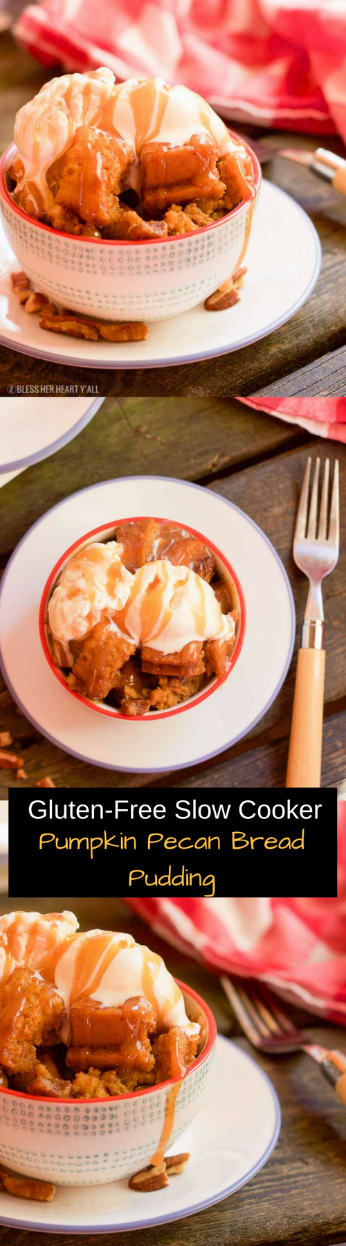 gluten free slow cooker pumpkin pecan bread pudding