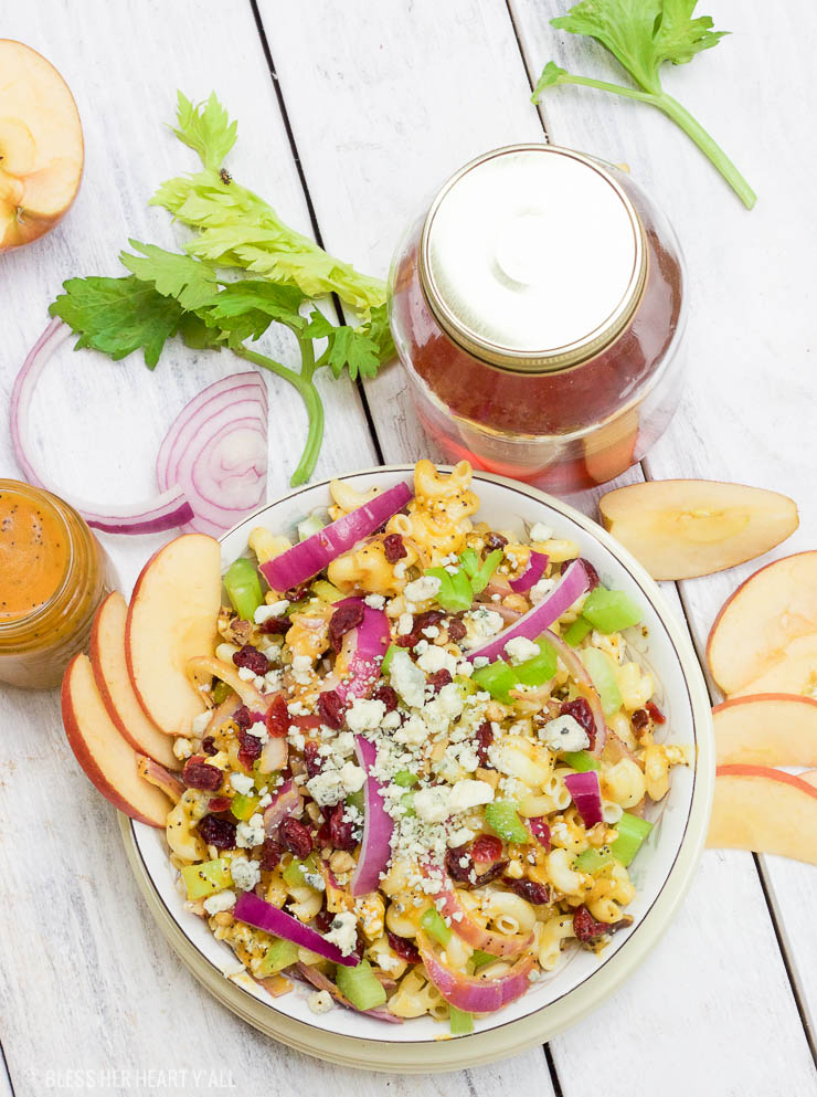 autumn harvest pasta salad with pumpkin poppy seed dressing