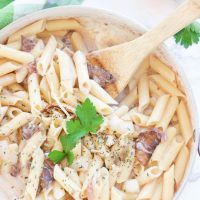 This skinny homemade Maggiano's Gluten-Free Rigatoni D recipe is a creamy healthy version of Maggiano's Little Italy's famous dish. A creamy coconut milk sauce infused with red wine, garlic, and mushrooms is drizzled over al dente noodles and sliced chicken breasts.