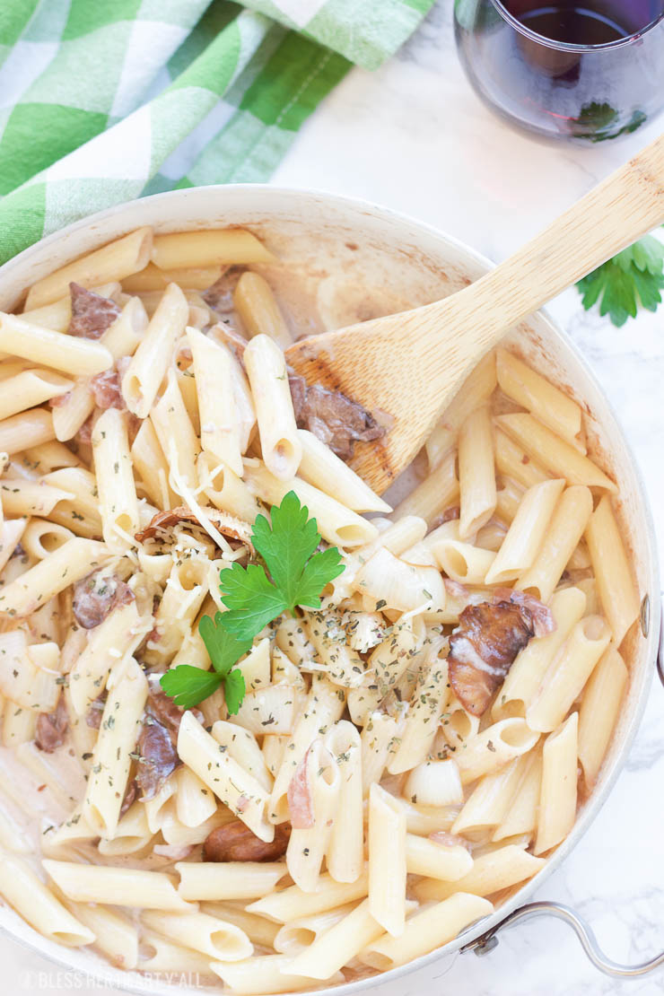 This skinny homemade Maggiano's Gluten-Free Rigatoni D recipe is a creamy healthy version of Maggiano's Little Italy's famous dish. A creamy coconut milk sauce infused with red wine, garlic, and mushrooms is drizzled over al dente noodles and sliced chicken breasts. 