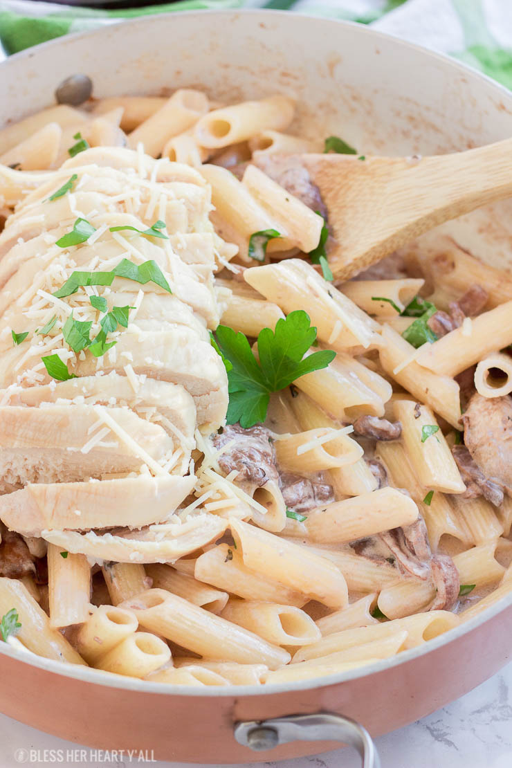 This skinny homemade Maggiano's Gluten-Free Rigatoni D recipe is a creamy healthy version of Maggiano's Little Italy's famous dish. A creamy coconut milk sauce infused with red wine, garlic, and mushrooms is drizzled over al dente noodles and sliced chicken breasts. 