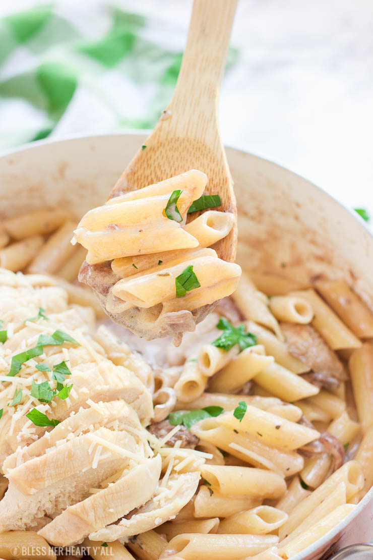 This skinny homemade Maggiano's Gluten-Free Rigatoni D recipe is a creamy healthy version of Maggiano's Little Italy's famous dish. A creamy coconut milk sauce infused with red wine, garlic, and mushrooms is drizzled over al dente noodles and sliced chicken breasts.